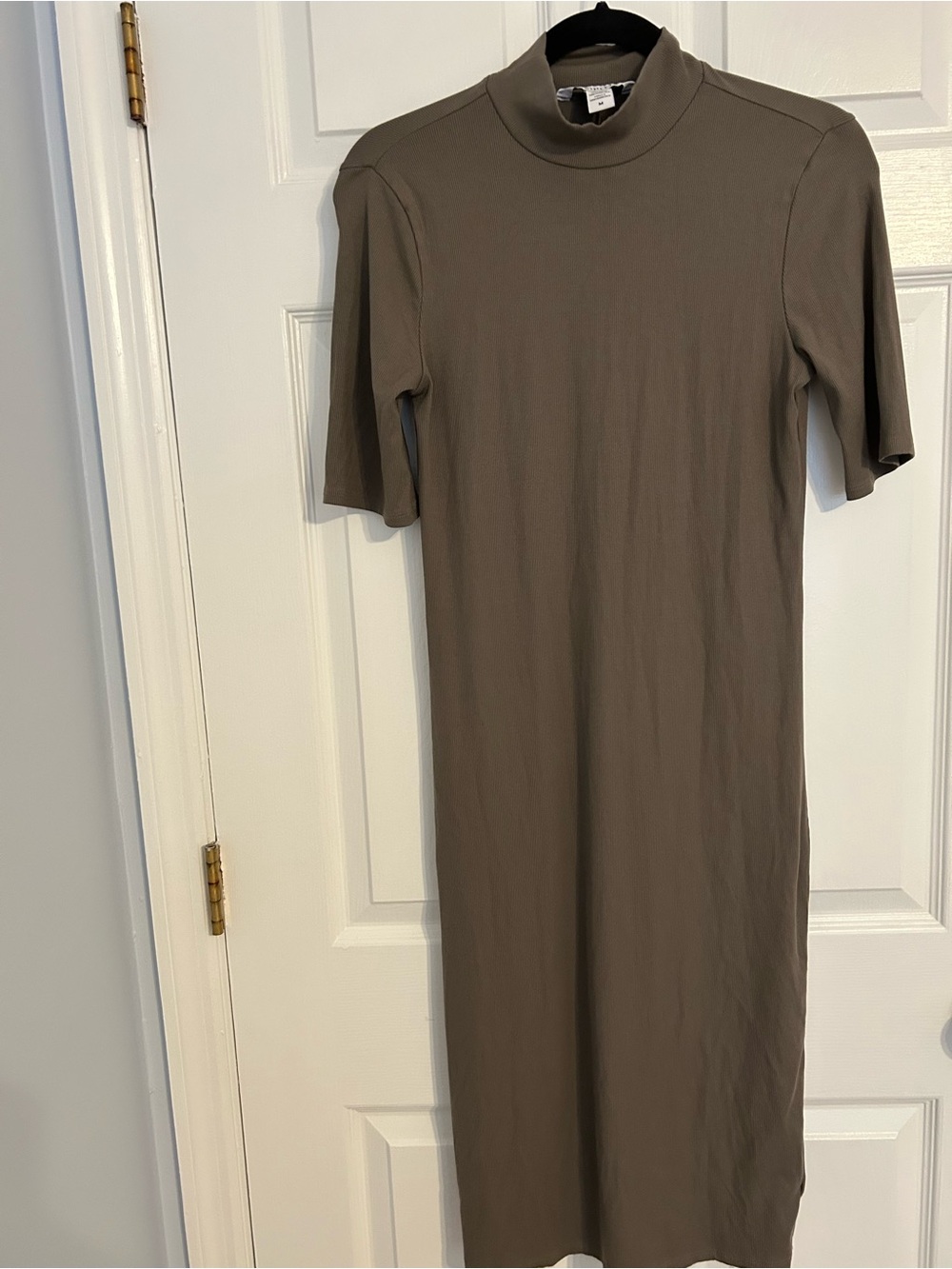 Athleta Olive Taupe Ribbed Mock Neck Dress